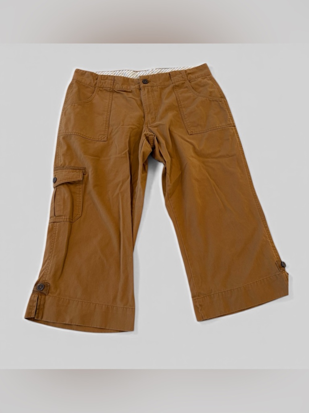 Carhartt Cargo Capri Pants Women’s Size 14 Tan Cotton Hiking Workwear GUC